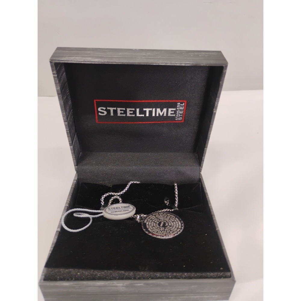 STEELTIME  Stainless Steel  Our Father LORDS Prayer Pendant Chain NEW